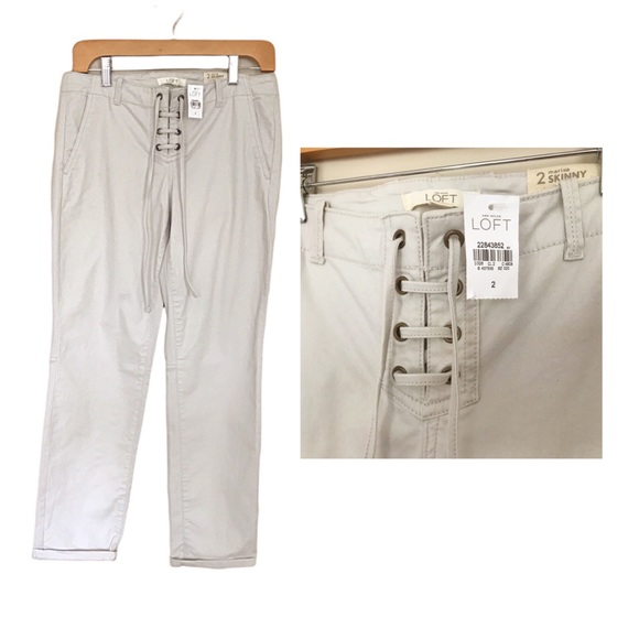 LOFT Pants - LOFT Marisa Skinny Pants Tan Cotton Size 2 New With Tags Ivory Casual